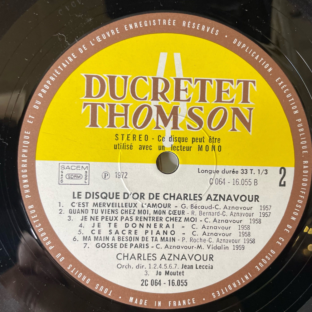 Винтажная виниловая пластинка LP Шарль Азнавур Charles Aznavour Le Disque D'or De Charles Aznavour (Франция 1972)
