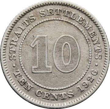 10 центов 1926 Стрейтс Сетлментс