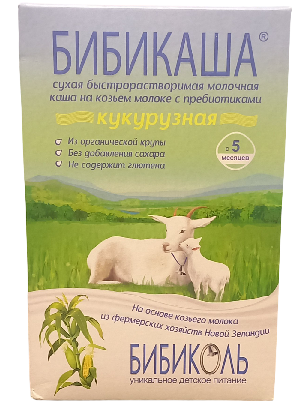 Бибикаша сухая быстрорастворимая молоч.каша на козьем молоке Кукурузная с 5 месяцев 200гр