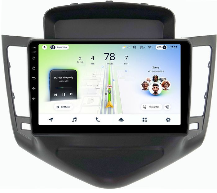 Магнитола для Chevrolet Cruze 1 2009-2012 (рамка черная) - Teyes CC4L монитор 9" IPS, Android 14, Быстрая, Snapdragon 662, CarPlay, 4G SIM-слот