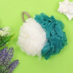 Мочалка нейлоновая «Premium - NATARIO», цвет белый / бирюзовый, 19*12см, 50гр (зип пакет и наклейка Ultramarine)✦