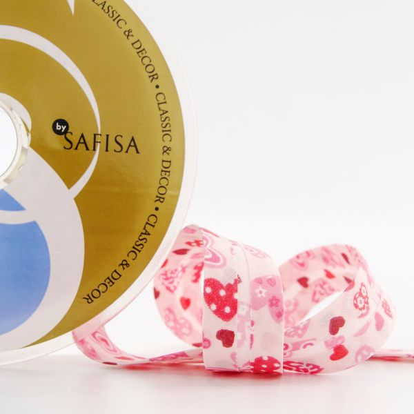 Косая бейка с рисунком 20 мм / 20 метров, диз.6528 05, Safisa (Spiral)