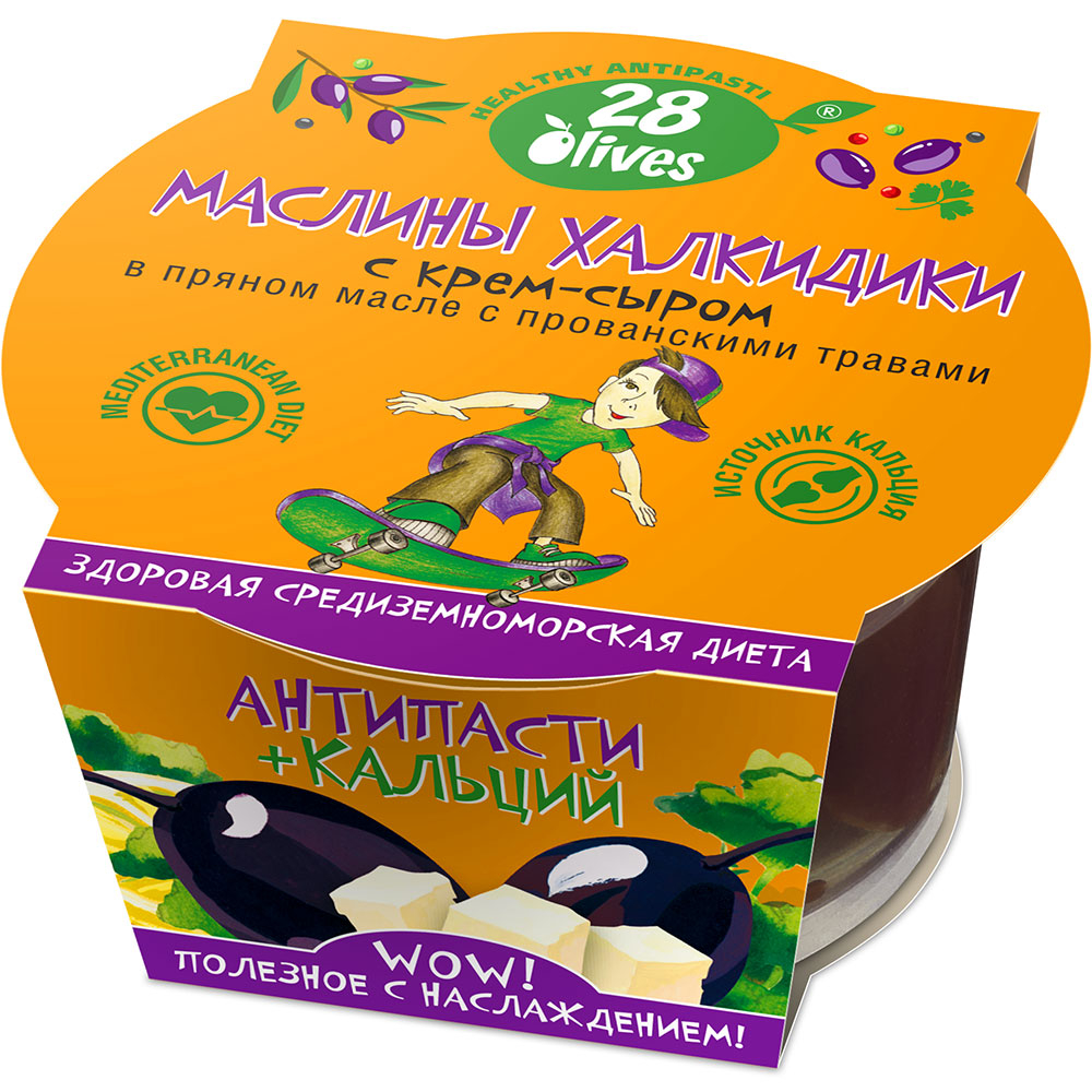 Маслины Халкидики с крем-сыром в пряном масле с прованскими травами, 200 г