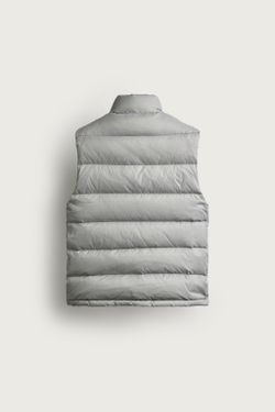 ZARA СТЕГАНЫЙ ЖИЛЕТ 80% ПУХА – 20% ПЕРЬЕВ WATER REPELLENT, СВЕТЛО-СЕРЫЙ