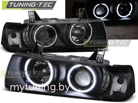 Передние фары Bmw 3 E36 angel eyes ccfl black