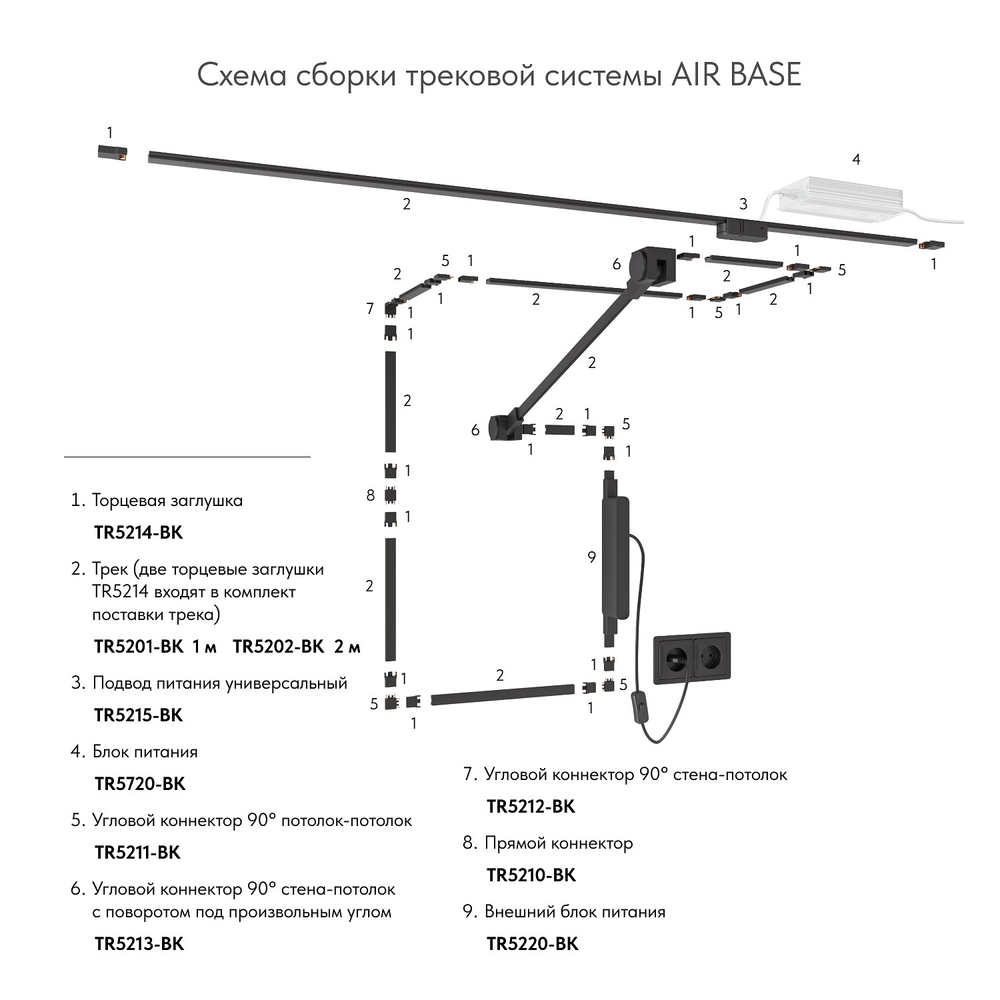 Трек накладной Denkirs AIR BASE TR5202-BK