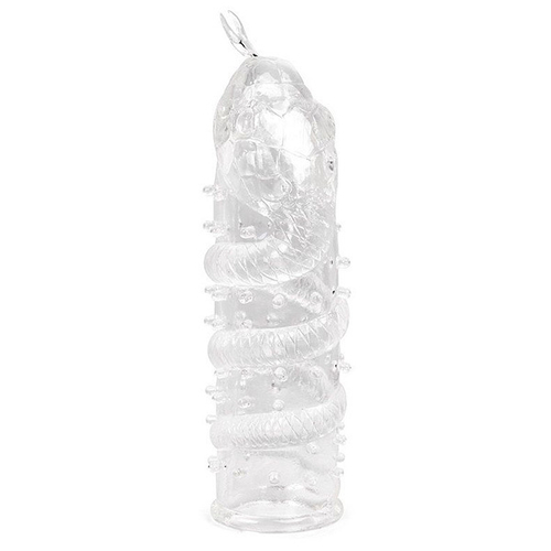 Закрытая рельефная насадка 14см в виде змеи с усиками Bior Toys Erowoman-Eroman Crystal Sleeve Snakes EE-10104