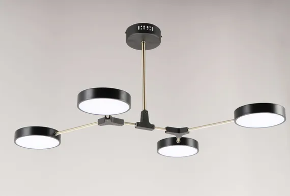 Люстра потолочная светодиодная NewRgy 18046STD/4 BK+AB, 32 Вт, бронзовая и чёрная