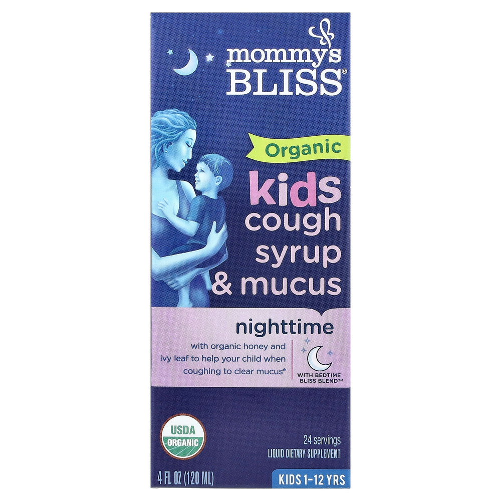 Mommy's Bliss, органический детский сироп от кашля и мокрота, ночной, для детей 1-12 лет, 120 мл (4 жидк. унции)