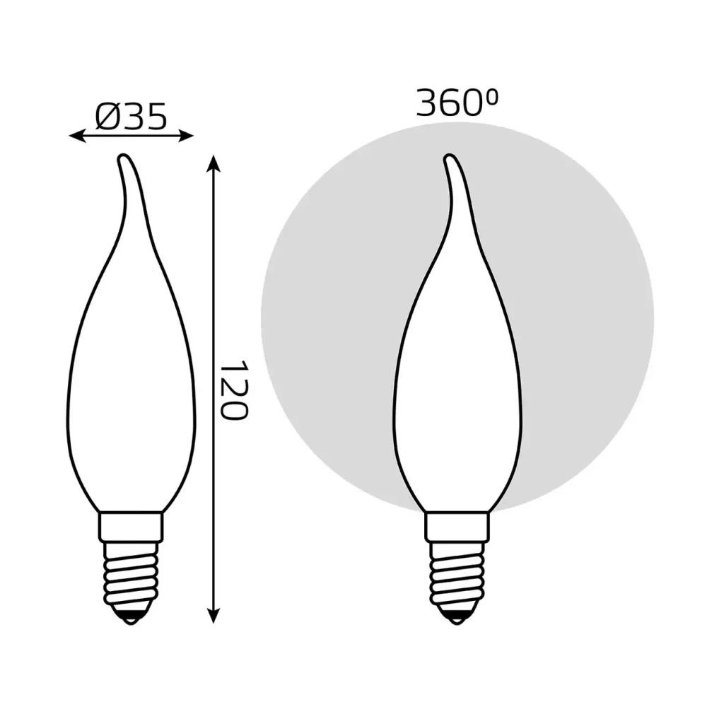 Лампа Gauss LED Filament Свеча на ветру 9W E14 490lm 3000K milky диммир.104201109-D