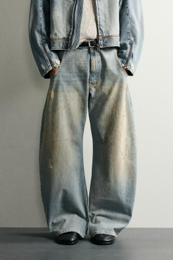 ZARA ДЖИНСЫ LOOSE BARREL FIT С ЭФФЕКТОМ VINTAGE, ГОЛУБОЙ