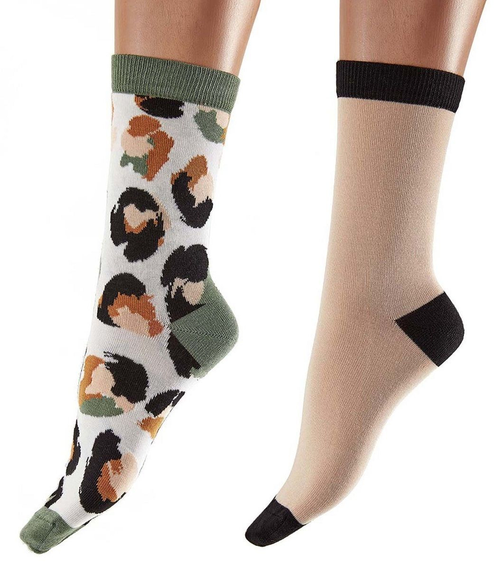 Набор из 2 пар носков Bamboo Socks - однотонные и с пятнышками (Размер: S-M-L) (Цвет: разноцветный)