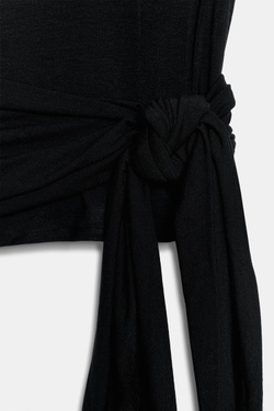 ZARA ТОП С ПОЯСОМ, ЧЕРНЫЙ