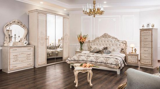 Комод  ПАТРИСИЯ 6 ящиков корень крем глянец