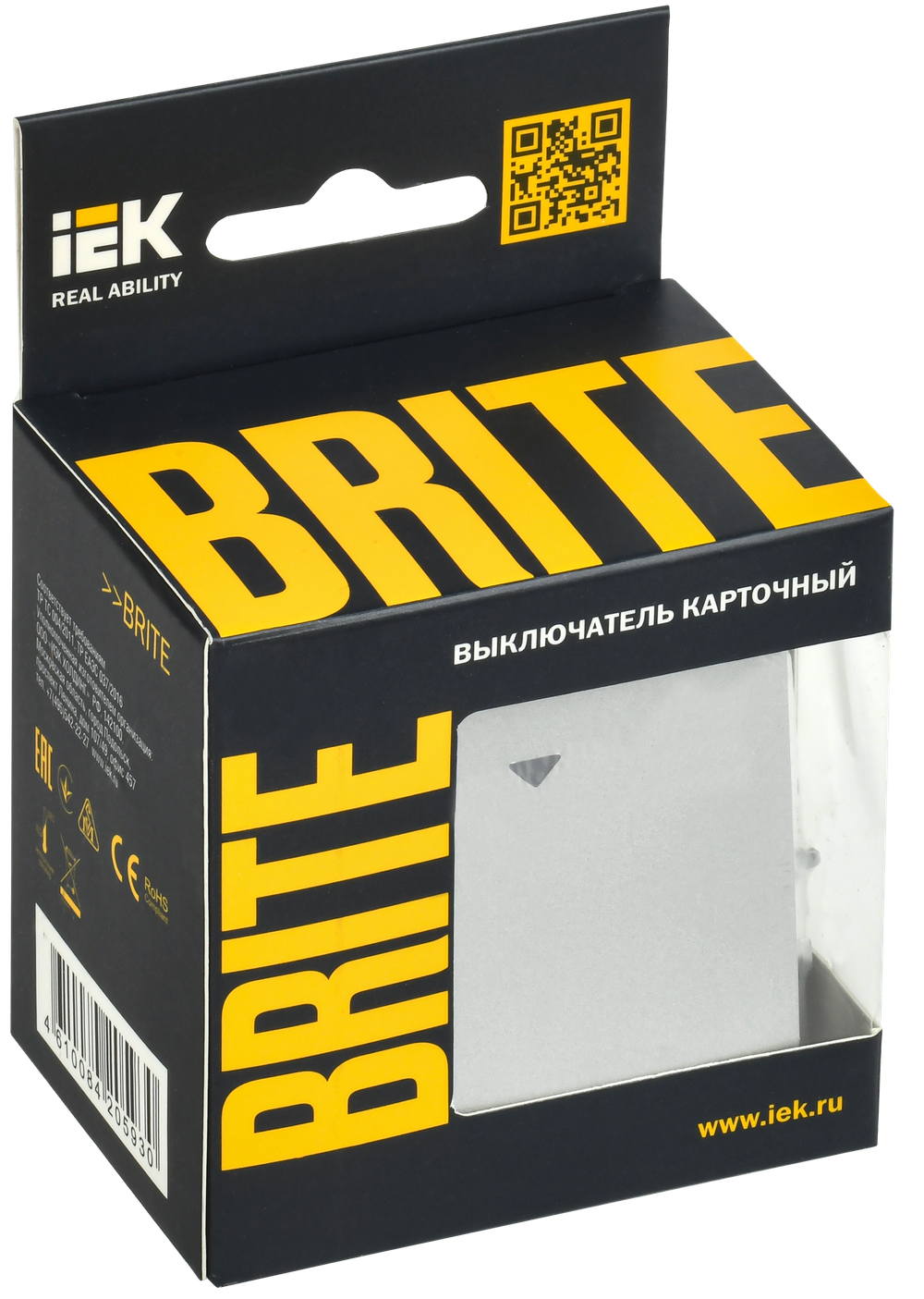 BRITE Выключатель карточный 30А ВС10-1-8-БрА алюминий IEK