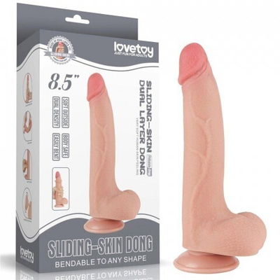 Реалистичный фаллоимитатор Lovetoy Sliding Skin (20*4см) с двойным покрытием, телесный