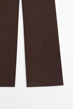 Massimo Dutti Свободные брюки из 100% льна, коричневый