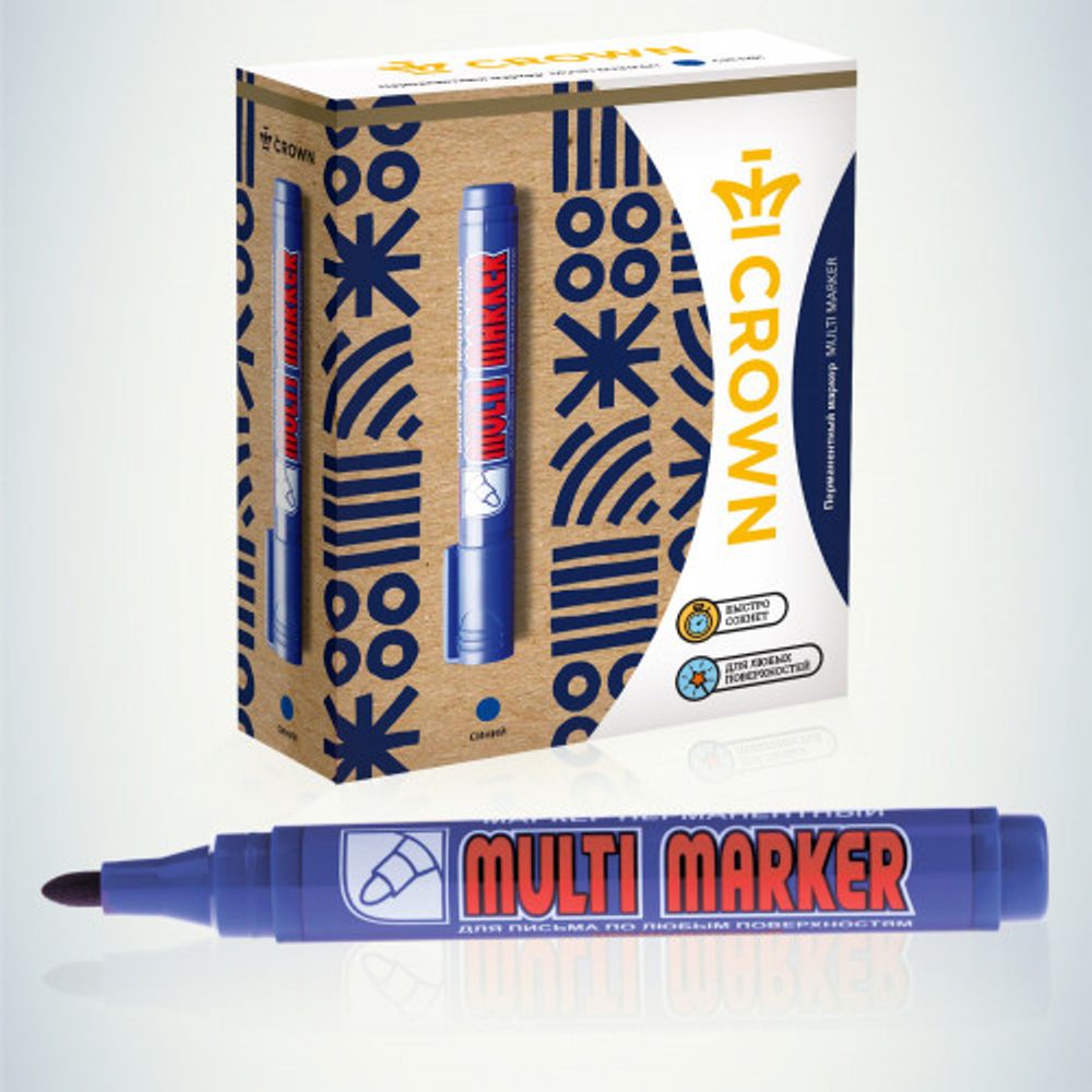002675 Crown Маркер перманентный MULTI MARKER, СИНИЙ пулевидный 3мм (CPM-800) | Crown