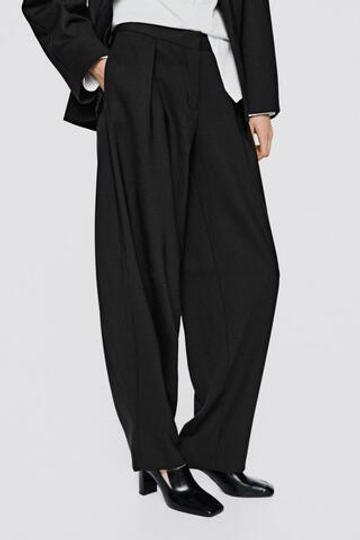 Massimo Dutti Костюмные брюки-бочонок плиссированные - Limited Edition, черный
