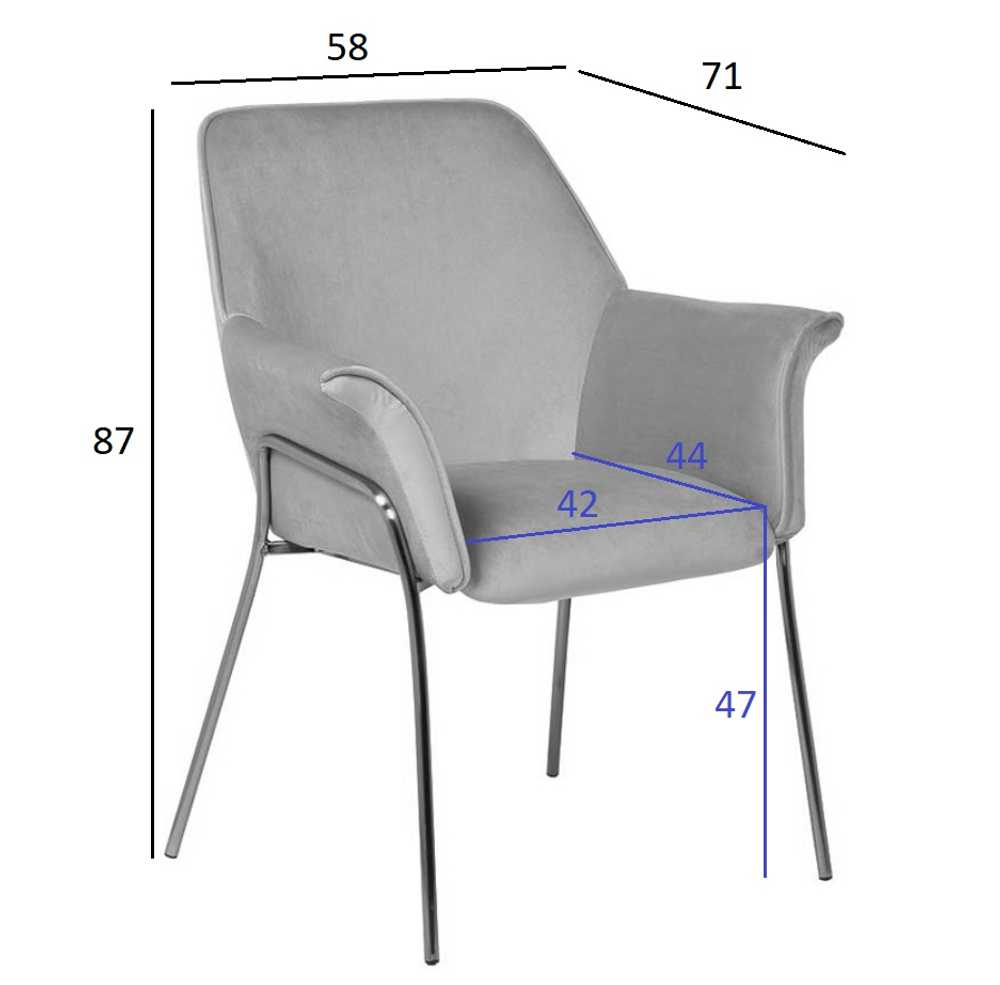 Кресло Garda Decor велюр светло-серый 71*58*87 см