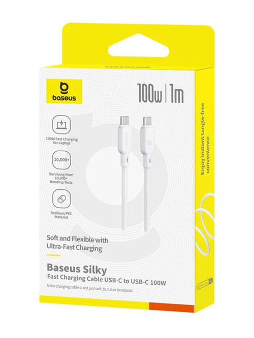 Кабель-зарядка Type-C на Type-C Baseus Silky Series 100W 1м (P10377704213-00) белый