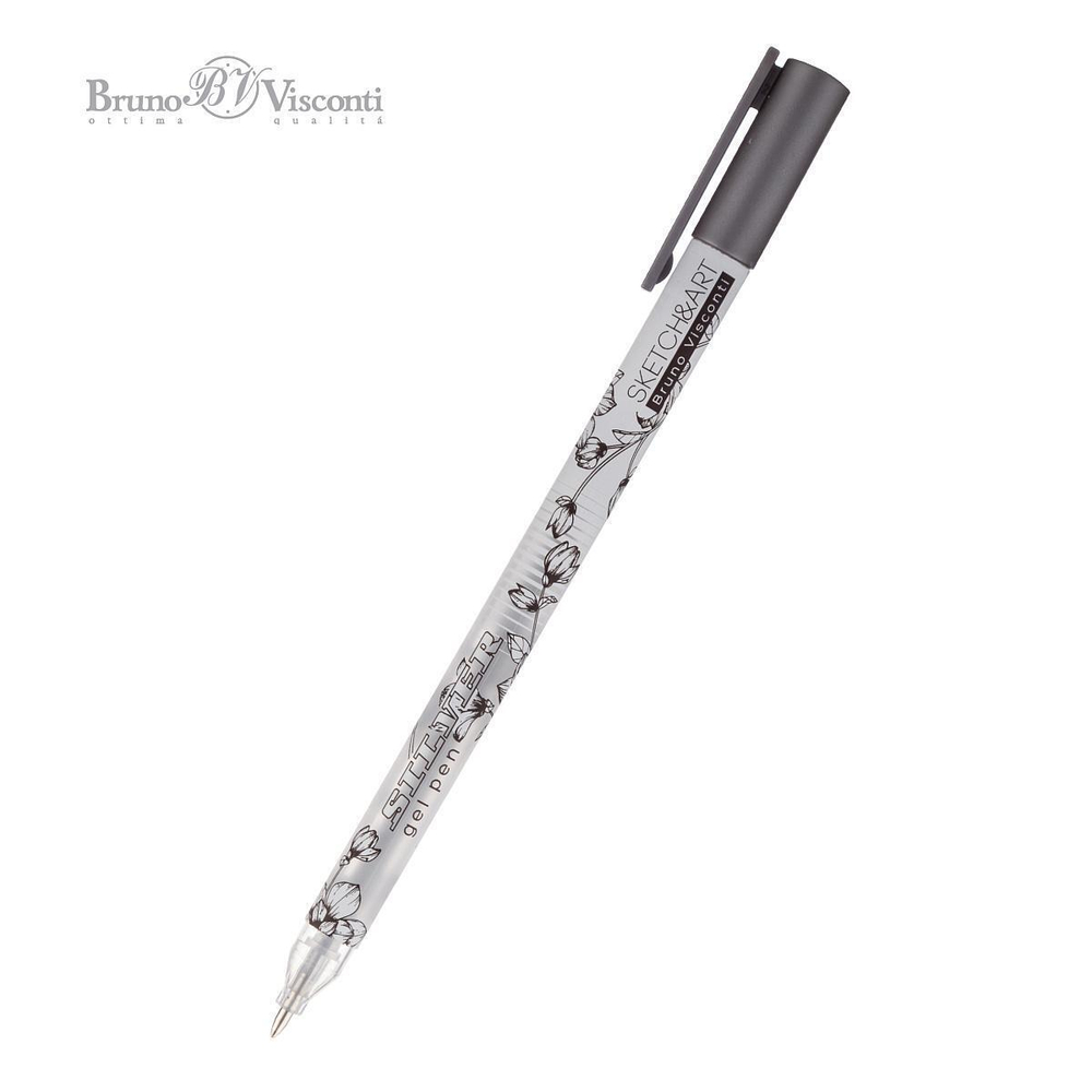 Ручка гелевая, 0.8 мм, серебряная Sketch&Art "UniWrite.Silver" (Bruno Visconti)