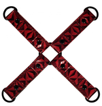 Красно-черные наручники и наножники Luxury Hogtie (Цвет: красный с черным)