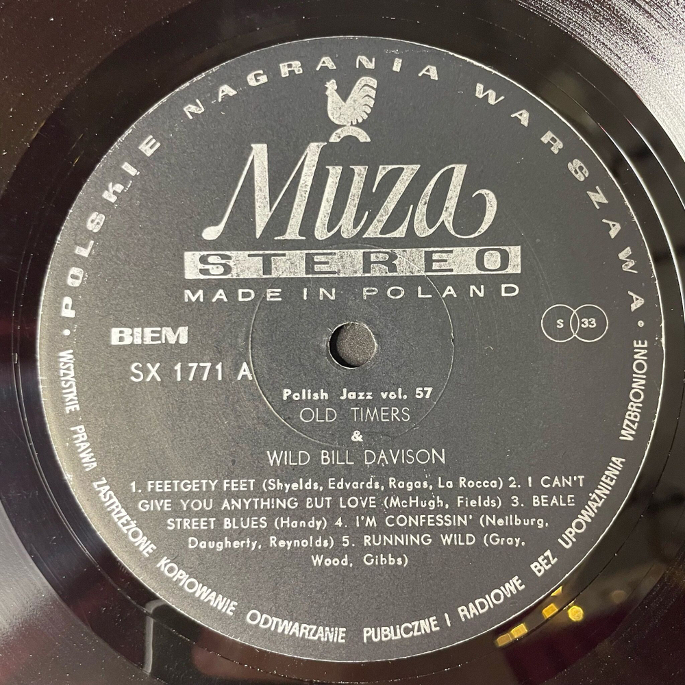 Винтажная виниловая пластинка LP Old Timers With Wild Bill Davison (Польша 1979)