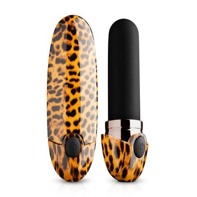 Леопардовый вибромассажер-помада Asha Lipstick Vibrator - 10 см. (Цвет: леопард)