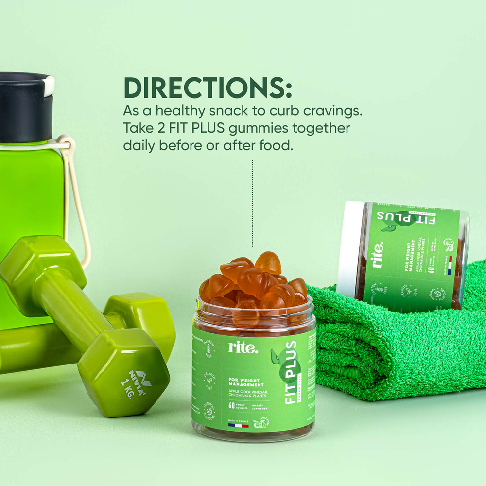 rite., Fit Plus, жевательные мармеладки, со вкусом яблока и груши, 60 веганских жевательных таблеток