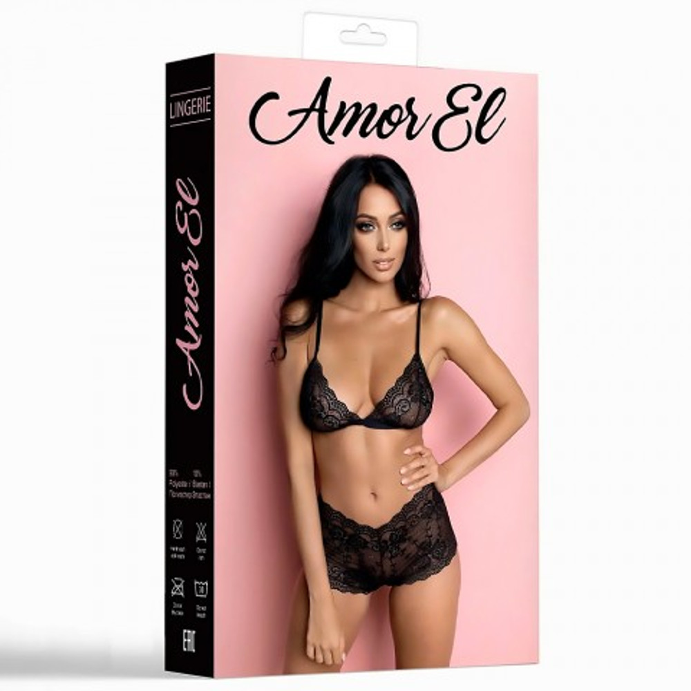 Комплект эротического белья Amor El Tina, черный, L/XL