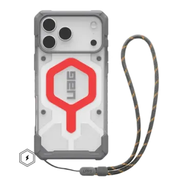 UAG Pathfinder Clear Lanyard with MagSafe Series Case for Apple iPhone 17 Pro Max Active Lava Case + Active Lava Lanyard (Серый)