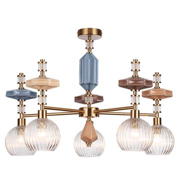 Люстра на штанге 5*E14 5414/5 античная бронза/терракот/синий Modern Terra Odeon Light EXCLUSIVE