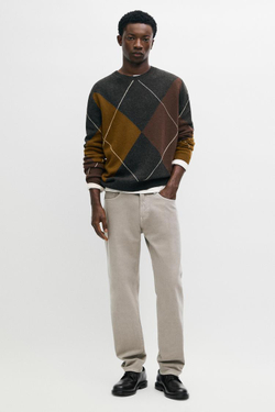 Massimo Dutti Зауженные брюки с отделкой под деним, дымчатый