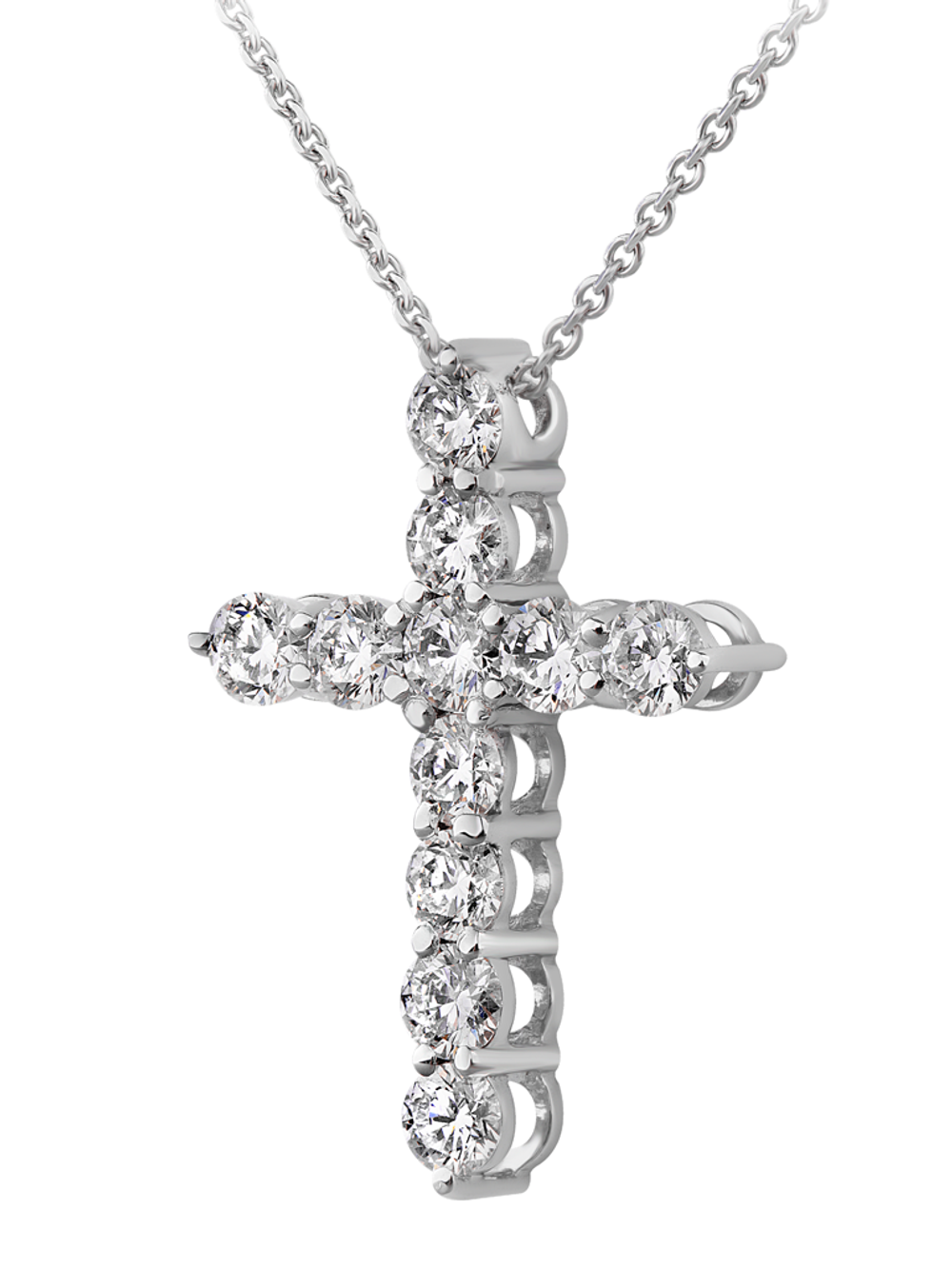 Колье-крест из белого золота с бриллиантами 1.524 ct