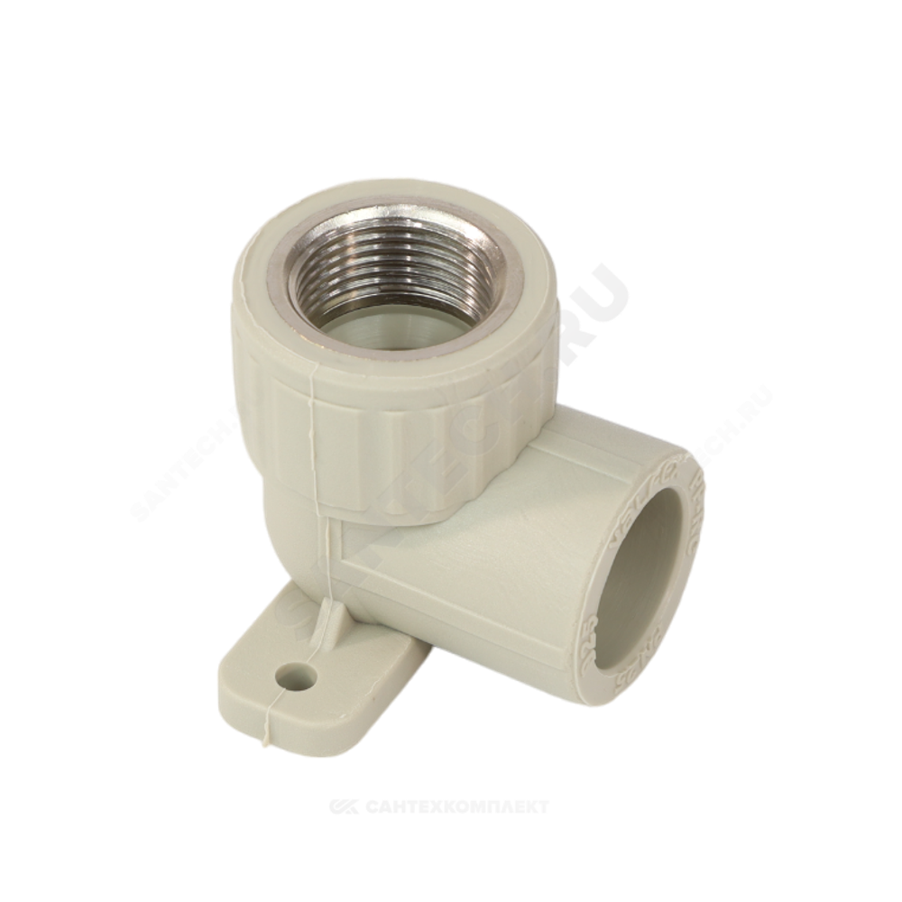 Угольник PP-R комбинированный серый Дн 25х3/4" ВР с креплением VALFEX 10120125Г