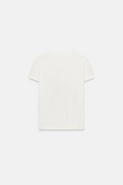 ZARA ФУТБОЛКА LITTLE MISS SUNSHINE ИЗ ХЛОПКА ФЛАММЕ, ЖЕЛТОВАТО-БЕЛЫЙ