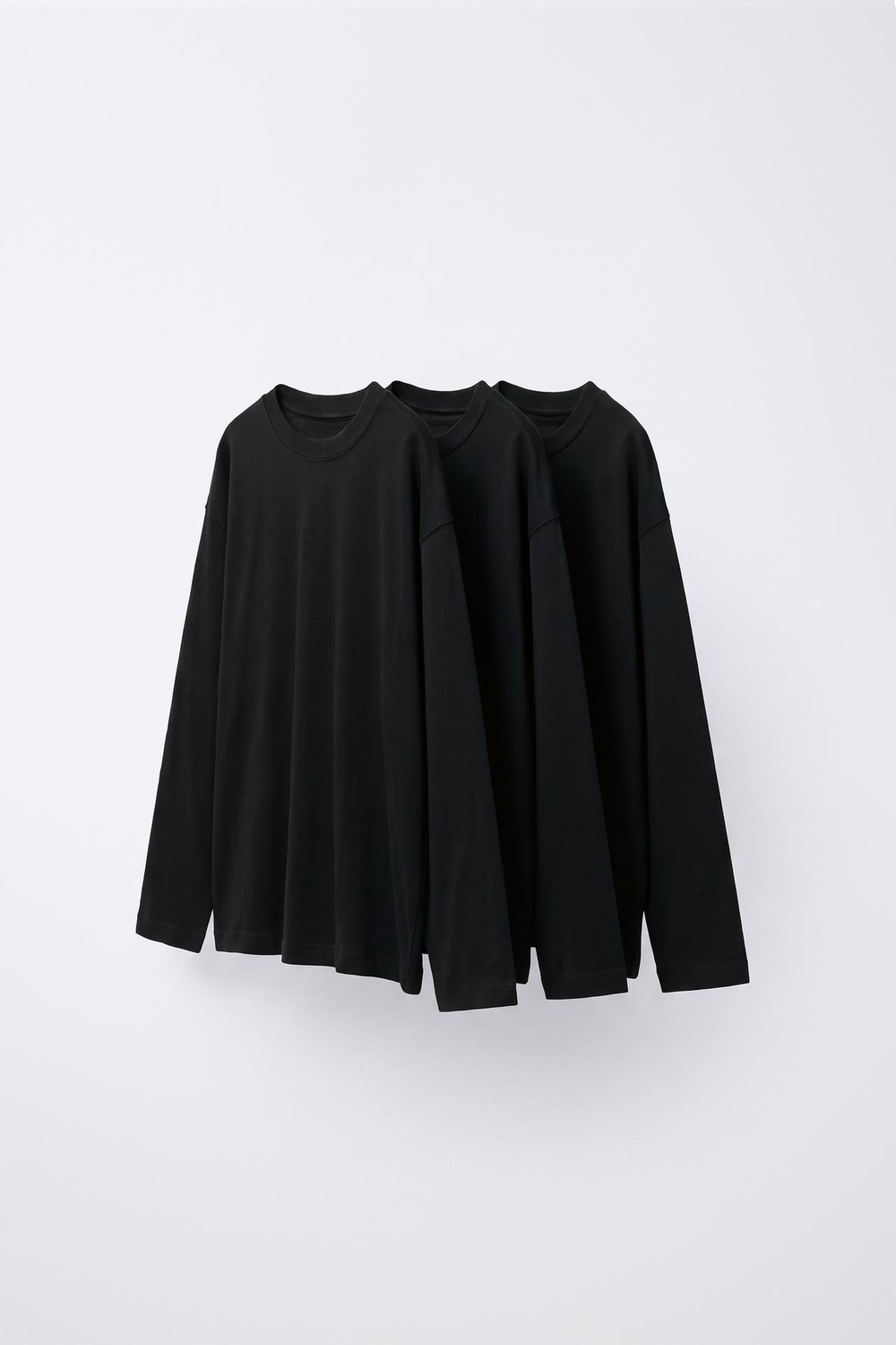 ZARA НАБОР ИЗ 3 ФУТБОЛОК: ОДНОТОННЫЕ И В ПОЛОСКУ, ЧЕРНЫЙ