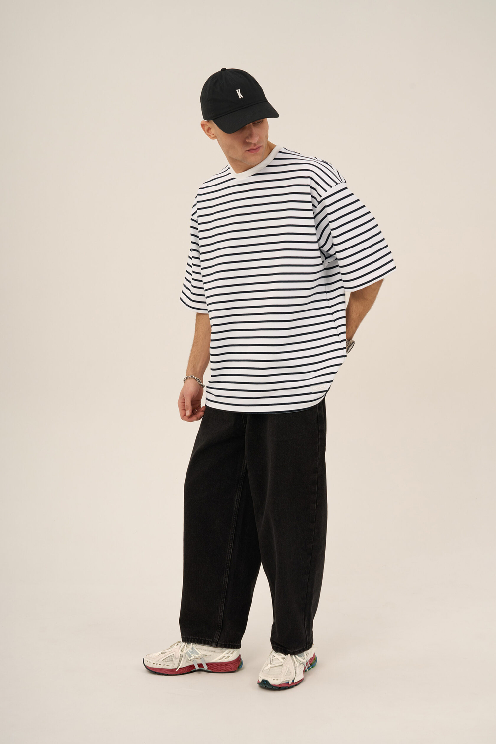 Футболка KUL'TURA OverSize "Basic" Полоска Черный