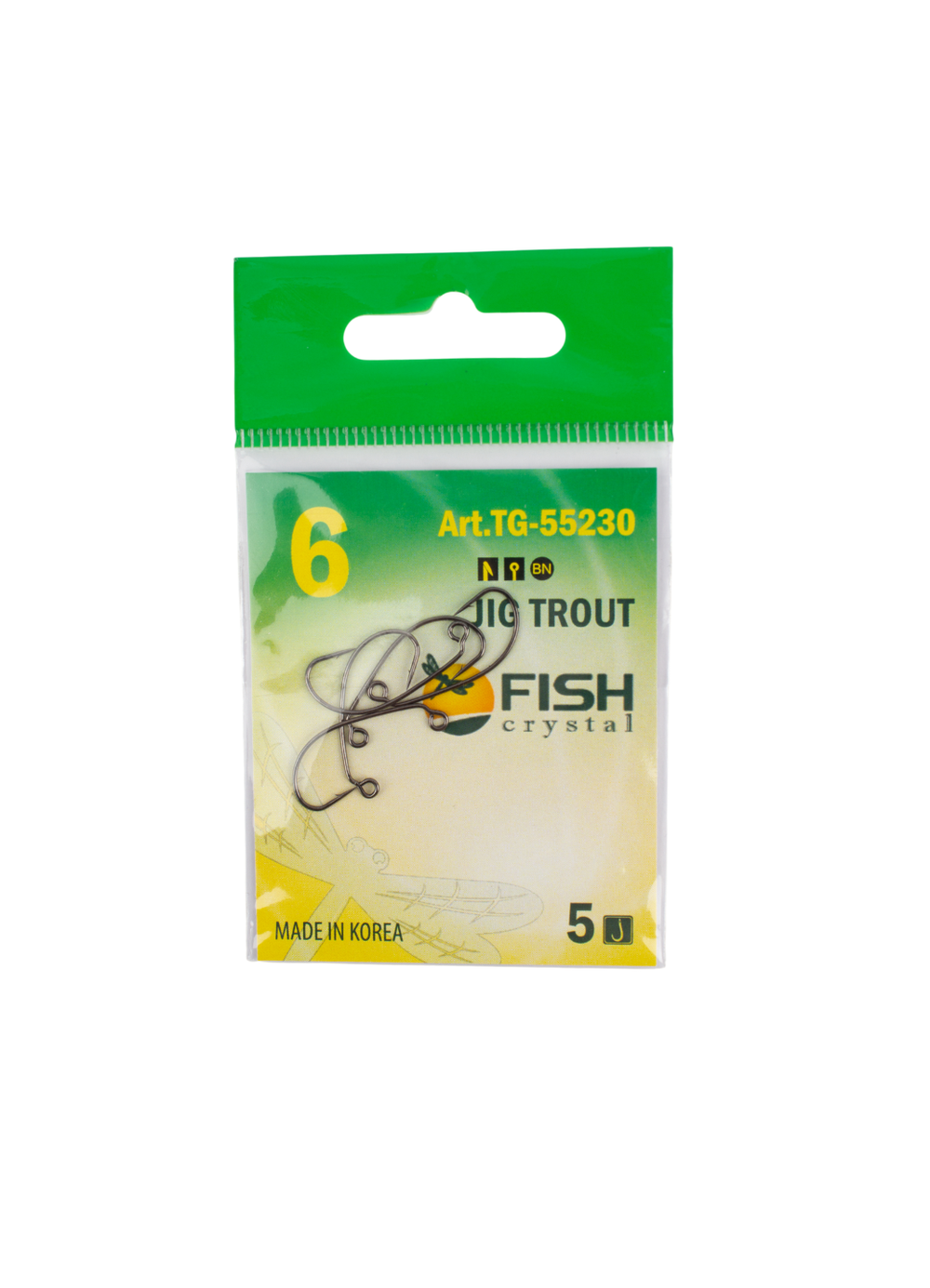 Крючок рыболовный Fish Crystal JIG TROUT 55230 с большим ушком № 6 (5 упаковок)