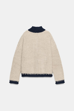 ZARA КАРДИГАН С КОНТРАСТНОЙ ОТДЕЛКОЙ, СВЕТЛЫЙ-ЖЕЛТО-КОРИЧНЕВЫЙ