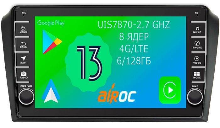 Магнитола для Mazda 3, Axela 2003-2009 - Airoc AB-2413 (кнопки и крутилки), Android 13, Быстрая, SIM-слот, CarPlay