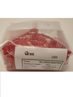 1000 шт./ Светодиод 5mm красный RL14022 красная матовая колба короткие ноги