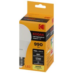 Лампа светодиодная Kodak LED A60-11W-830-E27 K 11Вт груша теплый белый свет Е27 | Лампы cветодиодные Груша (A)