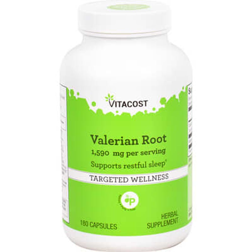 Vitacost, корень валерианы, 180 капсул