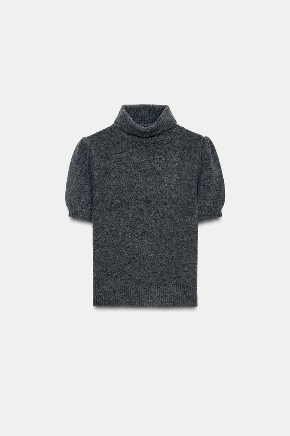 ZARA ДЖЕМПЕР С КОРОТКИМИ ОБЪЕМНЫМИ РУКАВАМИ, СЕРЫЙ