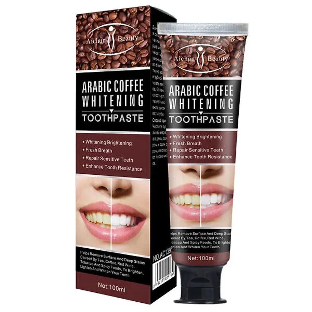 Отбеливающая противовоспалительная зубная паста с экстрактом кофе Aichun Beauty Arabic Coffee Whitening Toothpaste, 100мл