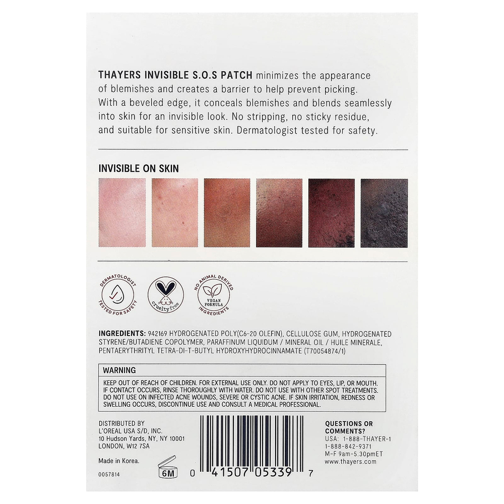 Thayers, Invisium SOS Patch, патчи для кожи, склонной к высыпаниям, 22 шт.