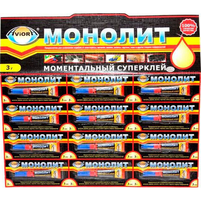 Клей Монолит секундный 3гр. оригинал (комплект 12 шт)