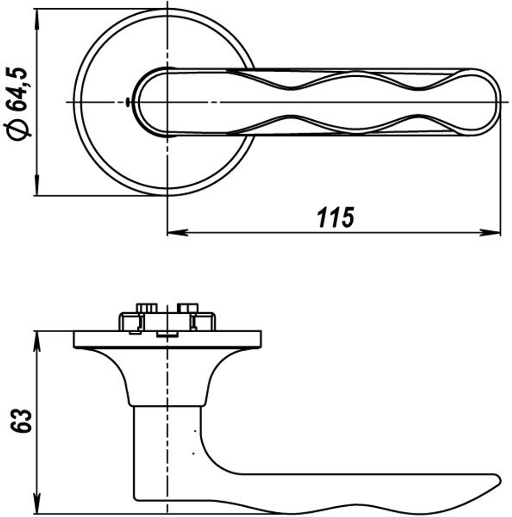 Ручка защелка DK624/BL AB-ET (624/BL AB-E) (кл/фик.) бронза